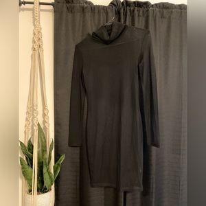 Black, sheer high neck, long sleeve dress. Brand/size unknown. Fits like a SorM.